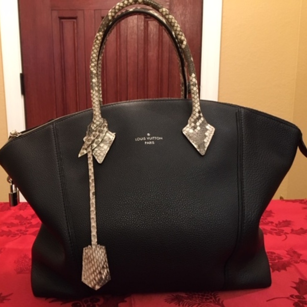 Authentic LV Black Leather/Python Handle Purse